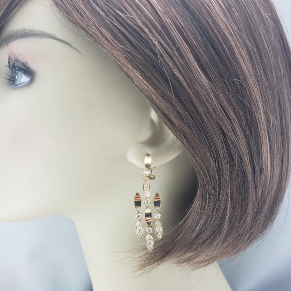 Chaumet Paris 18K Yellow Gold and Diamond Dangle Clip On Earrings #21965